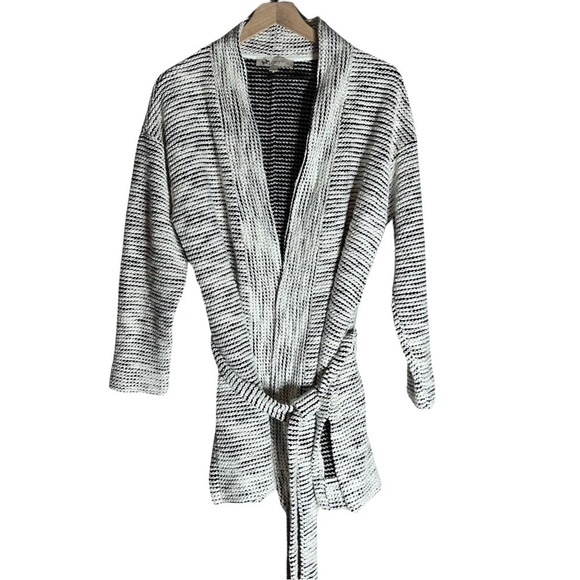 Loft Knit Black & White Tie Cardigan - Size L - Picture 1 of 7